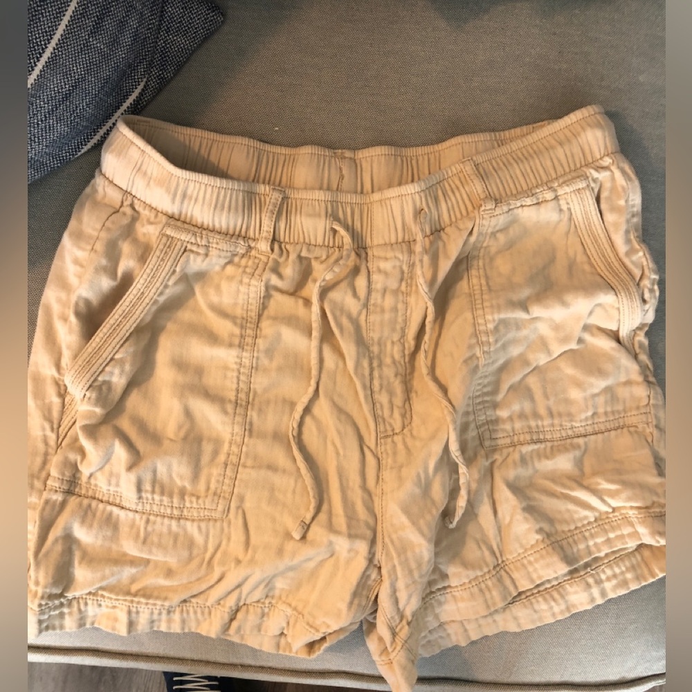 Old Navy Mid-rise Drawstring Khaki Linen Shorts